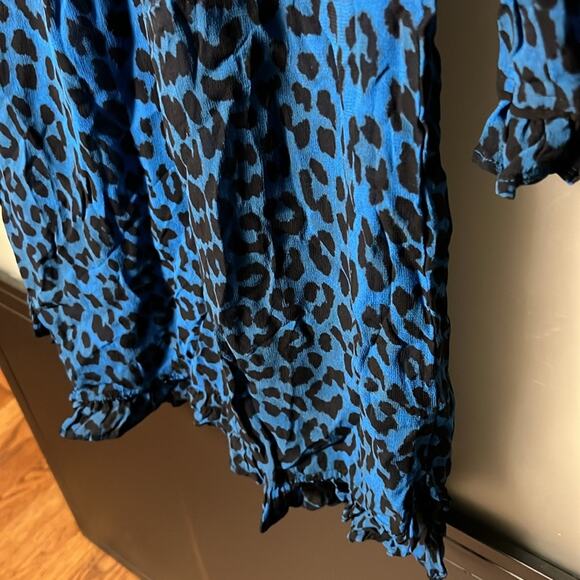 Ganni Blue Leopard Print Dress Size 34 (US 2) - Picture 4 of 9